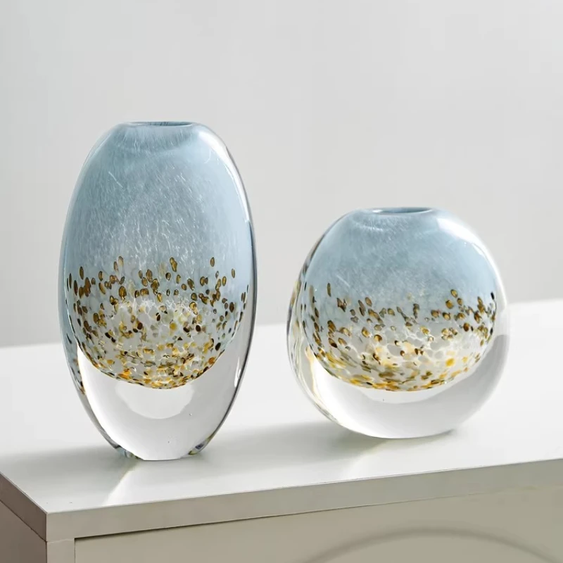 Color glazed vase High-grade hydroponic flower arrangement art flower ware Living room dining table soft decoration ornament