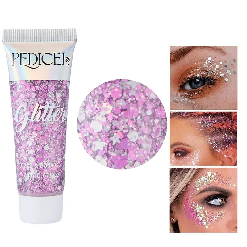 Eye Glitter Nail Hair Body Face Multifunctional Glitter Gel Art Flash Loose Sequins Cream With Smear Spoon Festival Glitter Deco