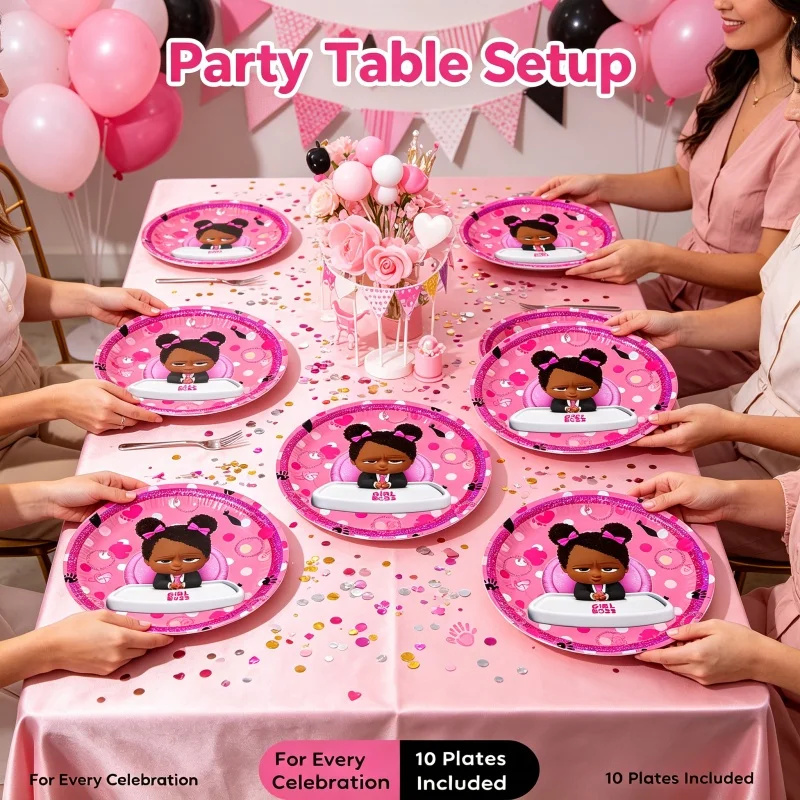 Black Boss Disposable Cartoon Pattern Party Specific Birthday Party Decoration Supplies Indoor Outdoor Festive Event