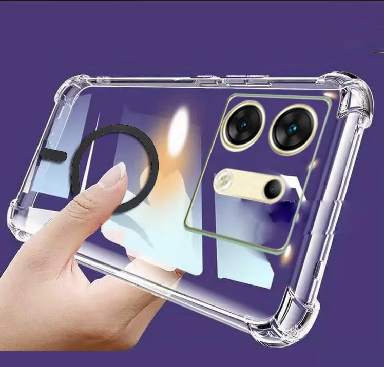 Funda de teléfono para Infinix Zero 30 4G X6731B 5G X6731 transparente suave TPU contraportada con pegatina magnética