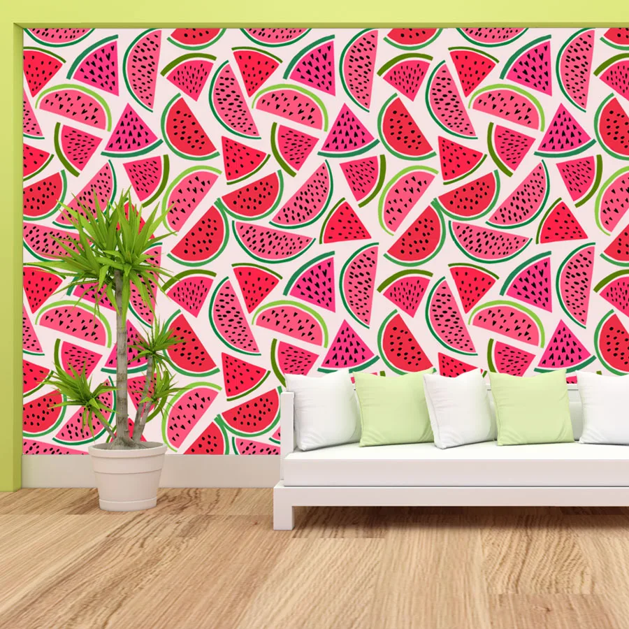 10+ Botanical Fruit Watermelon Slices Peel n Stick Wallpaper for Living Room Decoration Wall Papers Home Decor Restaurant Mural