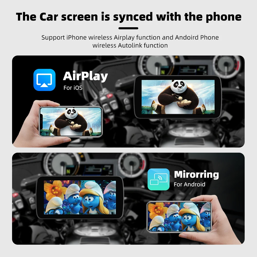 EKIY 6.25" Wireless CarPlay Moto Android Auto Portable Digital Motorcycle Dashboard GPS Navigation Removable Display Screen TPMS