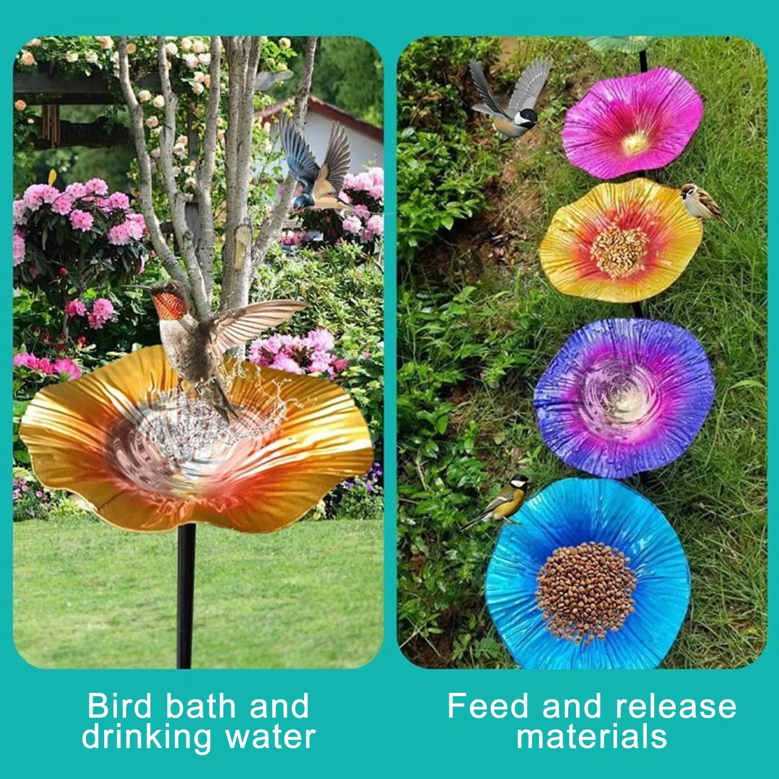 Bird Bath For Outdoors Garden Removeable Stand Bird Bath Bowl With Garden Stake For Courtyard Outdoor Garden Patio Yard Pathway