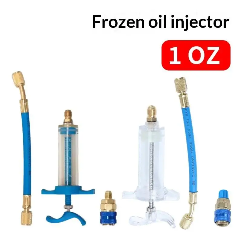 Car A/C Oil/Dye Injector 30ml 1oz Low Side Quick Coupler Adapter 1/4 Inch Automotive Air Conditioning Injection Syringe Tool