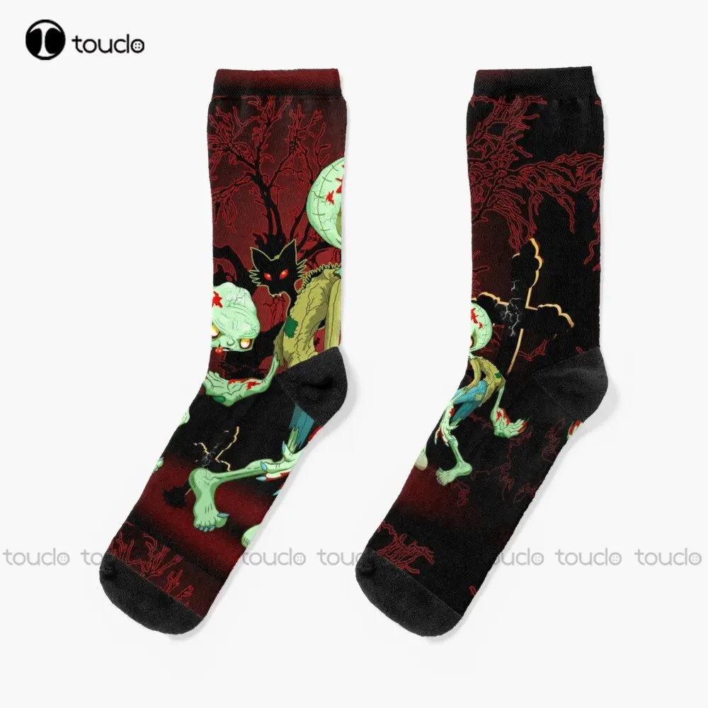 

Zombie Creepy Monster Cartoon Walking On Cemetery Socks Fun Socks Fashion Creative Leisure Funny Art Abstract Oil Painting Socks