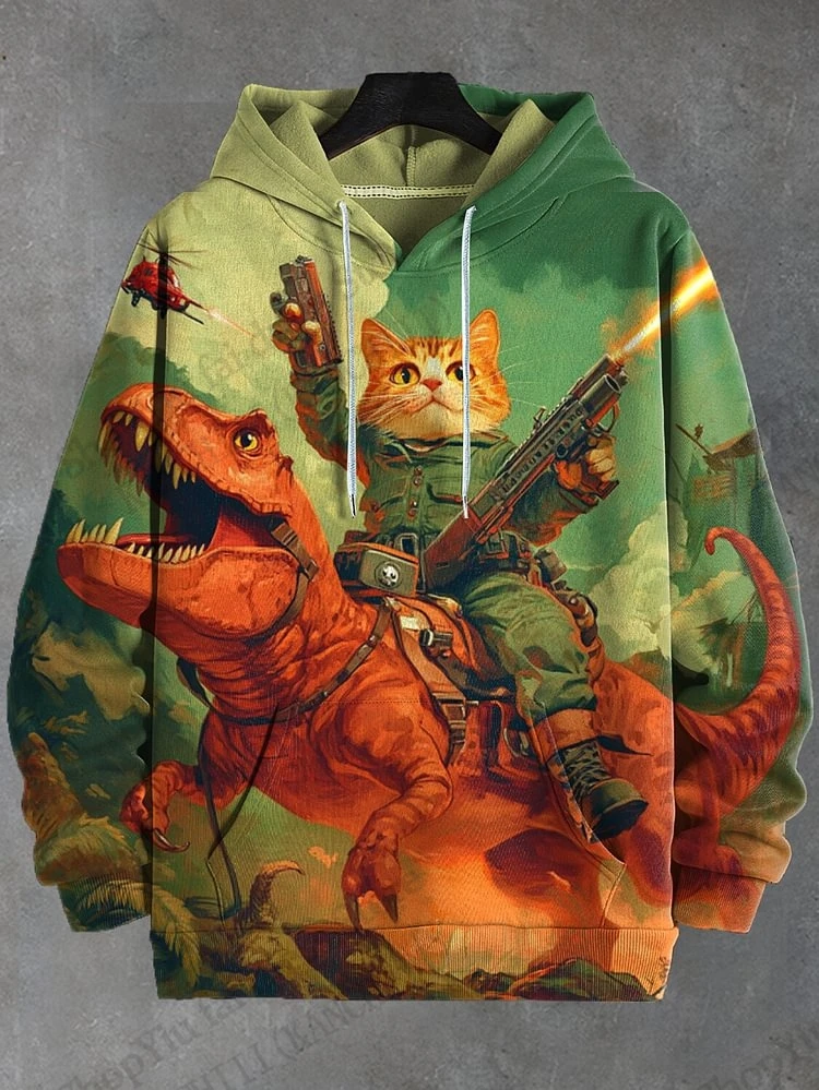 面白い恐竜猫兵士 3d プリントパーカー男性女性ファッション特大パーカートレーナー動物コート女性スウェット紳士服