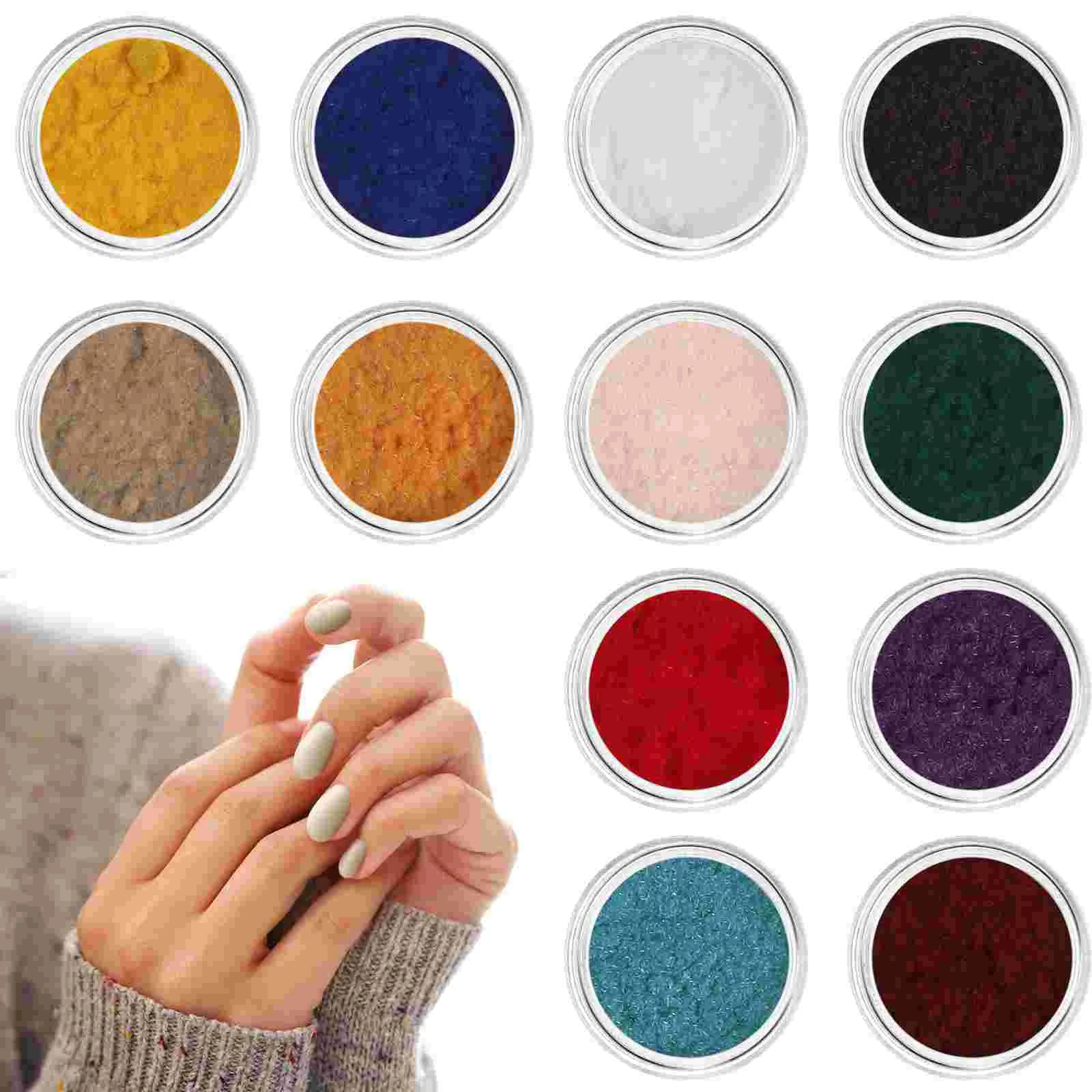 2 Sets Nail Accessories Plush Powder for DIY Oil Static Electricity Decoration Manicure Delicate Decors White Polish