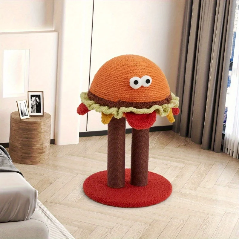 

EROMMY 18,5-дюймовый когтеточка для гамбургеров и кошек — двойной сизалевый когтеточка для домашних кошек и котят, желтый