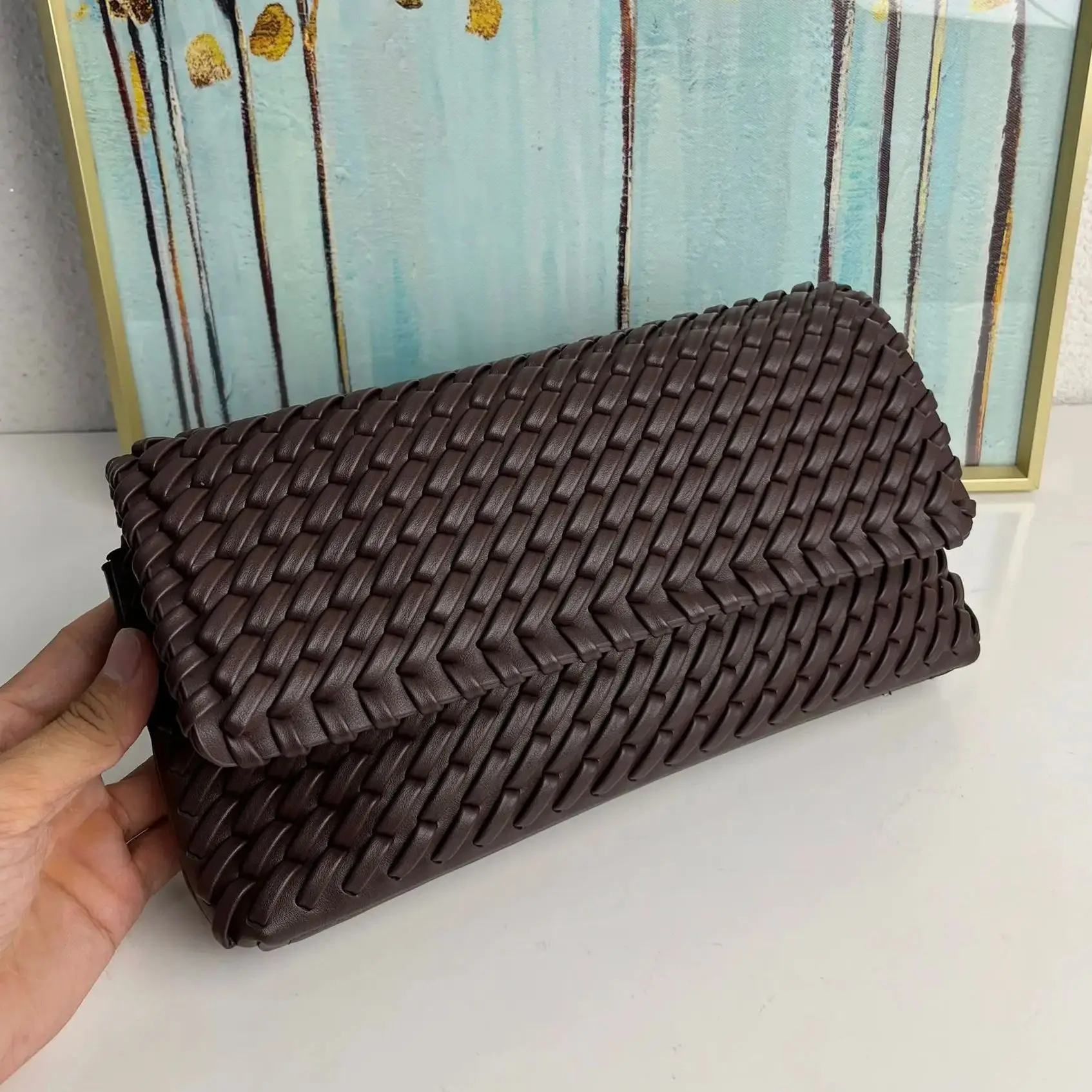 

Women's Bags 2025 New PU Leather Woven Handbag Casual Fashion Party Banquet Designer Luxury Shoulder Bag