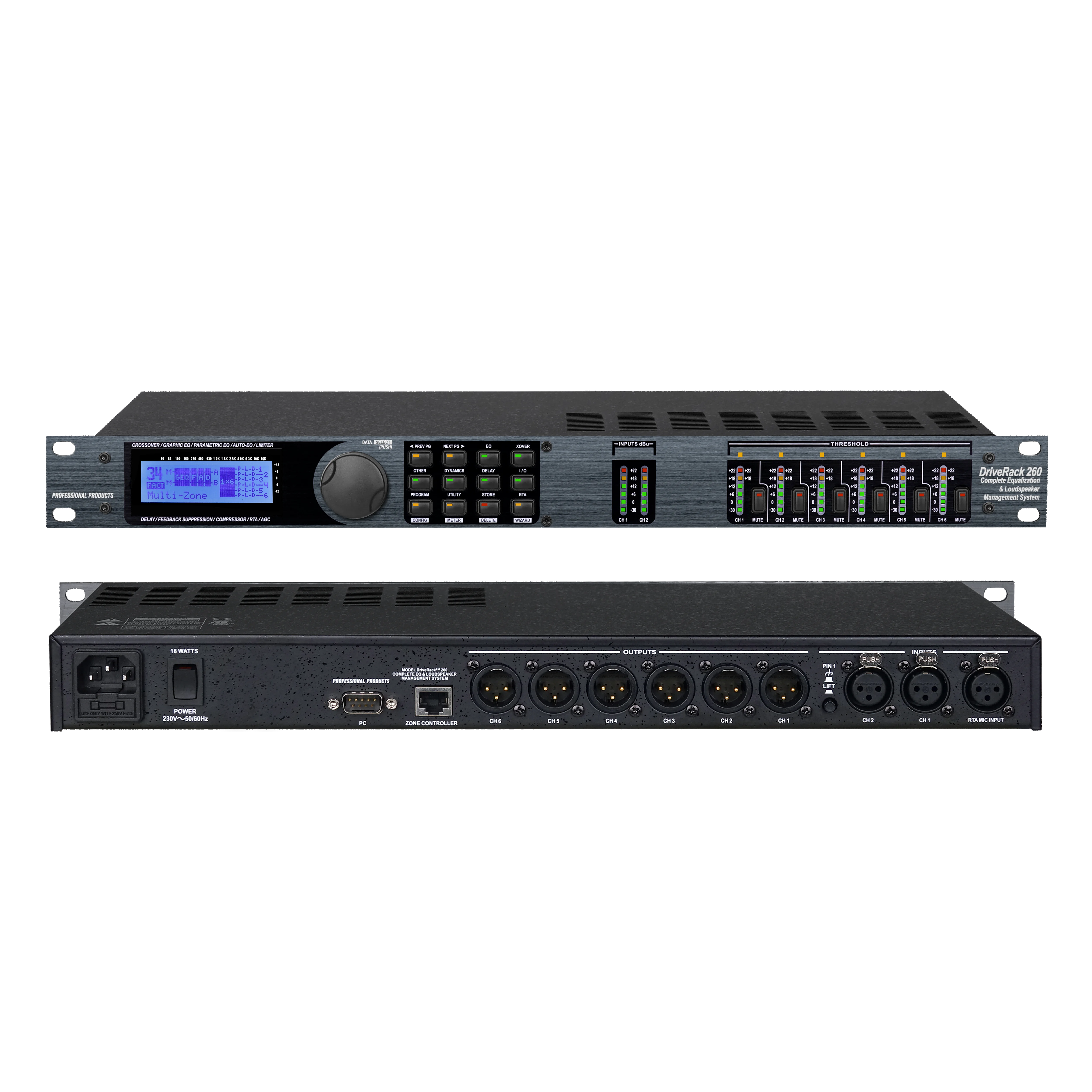 EIF 260 Professional Digital DSP Audio Processor 6-Channel XLR Metal Portable Stereo/Mono/Surround Stage Live Event Conference
