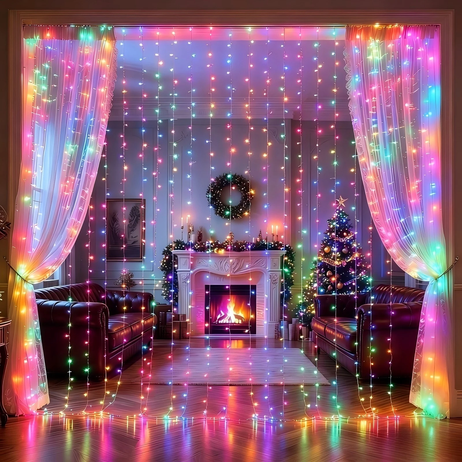 8 Modes USB Curtain String Lights with Remote Control - Waterproof LED Fairy Light for Bedroom Wedding Party Home Wall Decor