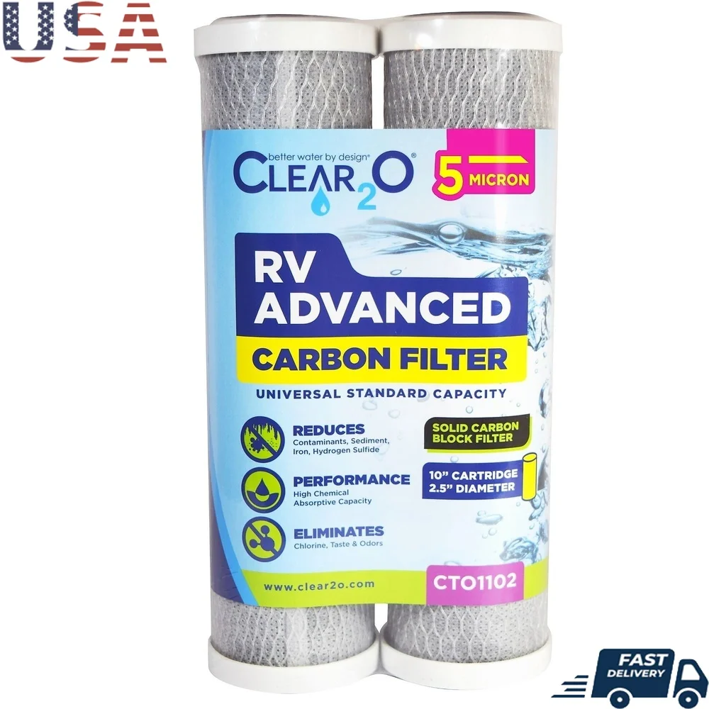 

Универсальный 10-дюймовый угольный фильтр для воды, 5 микрон, 2 упаковки, уменьшает тяжелые металлы, запахи хлора, ржавчина от осадка, простая установка