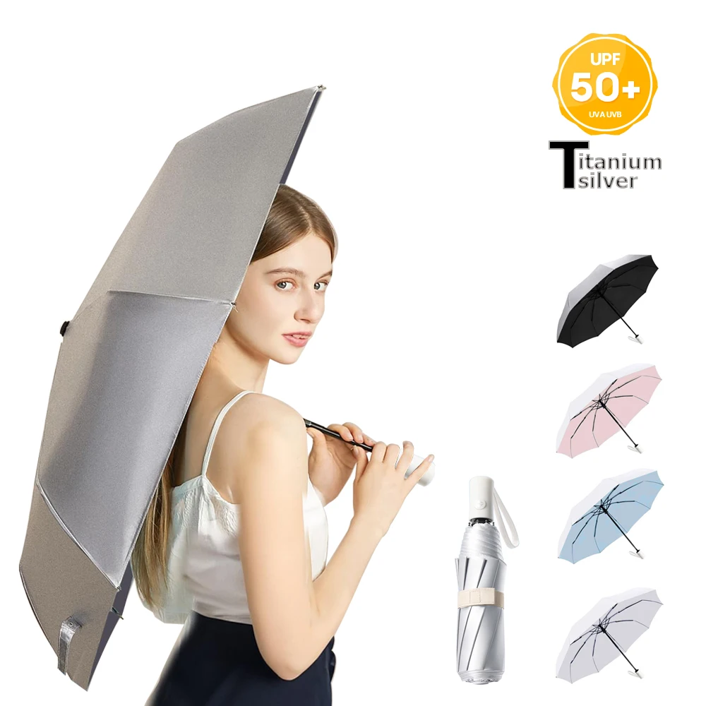 UV Umbrella Titanium UV Protection Sun Automatic Folding Windproof Umbrella Thick Strong Sunshade Umbrella for Rain Women Men