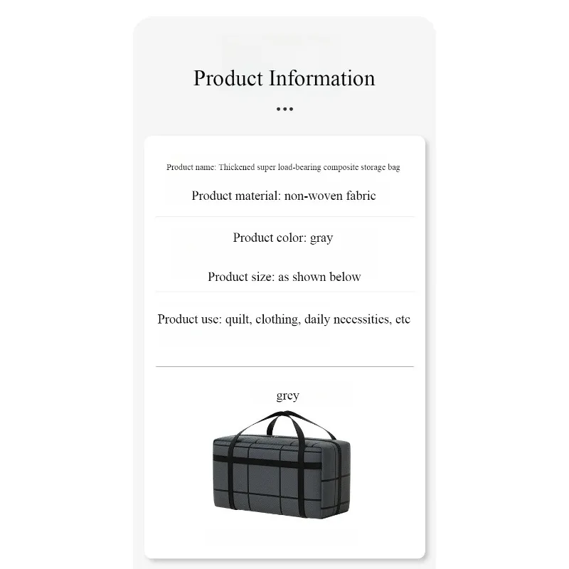 Large Capacity Portable Folding Duffel Bag Hand-Held Clothing Storage with Double Zipper Padded Wardrobe Organizer for Moving image 5