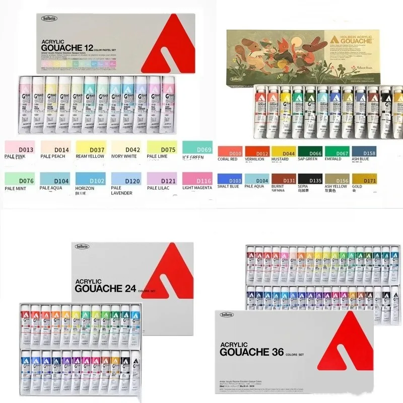 36-color 20ml Holbein Acrylic Gouache Pigment Set Artist Art Supplies Hand-drawing Rocks/canvas Paintings Graffiti Opaque Paints