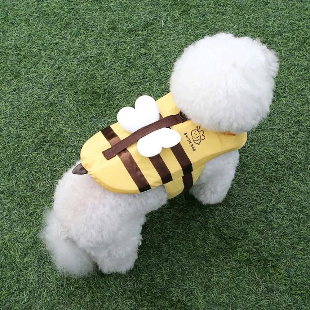 Portable Little Bee Dog Swimsuit Waterproof Breathable Puppy Life Vest Cute Dog Swimwear