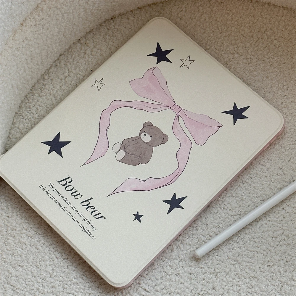 

Поворотный чехол Bow Bear для iPad Pro 11 2024 Air 6 5 4 3 10th 10.9 9. 8th 7. 10.2 9.7 5th 6th Mini6 Чехол с держателем для карандашей