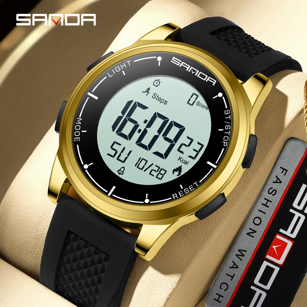 SANDA 9064 Outdoor-Sport-LED-Uhr Stoppuhr Kalorimeter Schrittzähler Elektronische Uhr Schlafüberwachung Digitale Elektronische Uhr