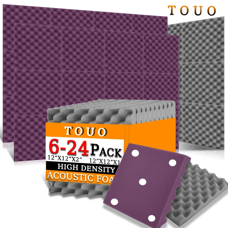 

TOUO 6/12/24 Pcs Acoustic Foam Studio Soundproof Foam Ktv Sound Insulator Self-Adhesive Sound Absorbing Material Home Decoration