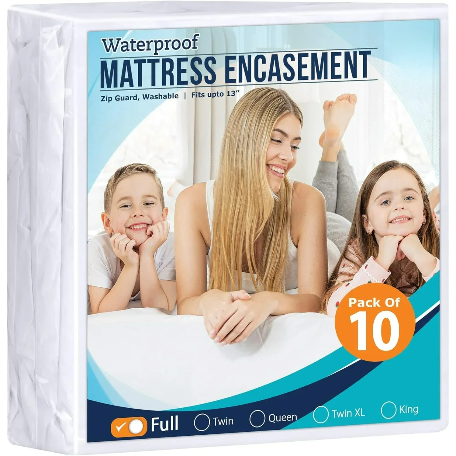 

Bedding Zippered Mattress Encasement Full, 100% Waterproof Bed Bug and Dust Mite Proof Mattress Protector, (Pack of 10)