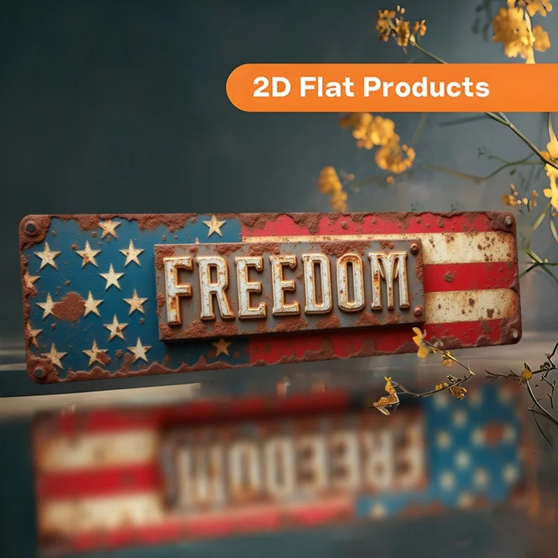 Vintage American Flag Metal Wall Art, Patriotic Rustic Aluminum Sign for Home Decor, Retro Wall Plaque
