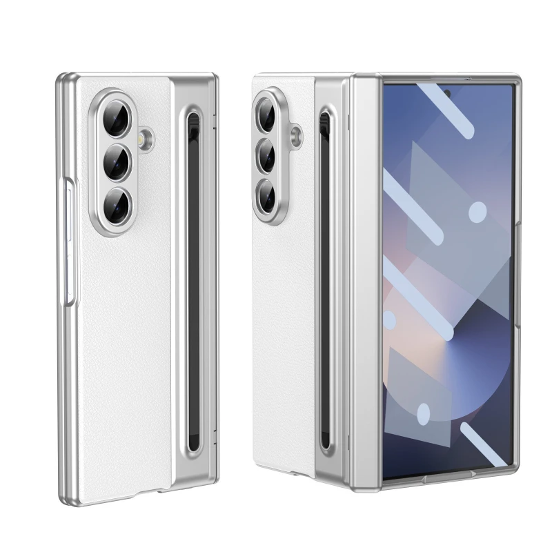 Etui z PU skóry z pełną ochroną zawiasów do Samsung Galaxy Z Fold 8 Ultra Wide 7 6 5 4 3 z rysikiem i folią…