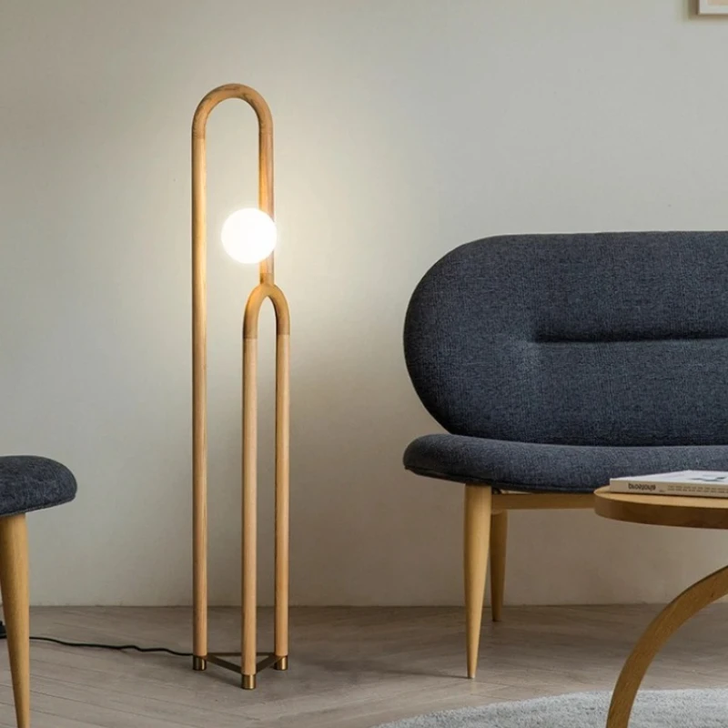 

Creative Personalized Floor Lamps Foyer Bedroom Bedsides Sofaside Art Room Decoration Wooden Dark Wood Color LED Vertical Lights