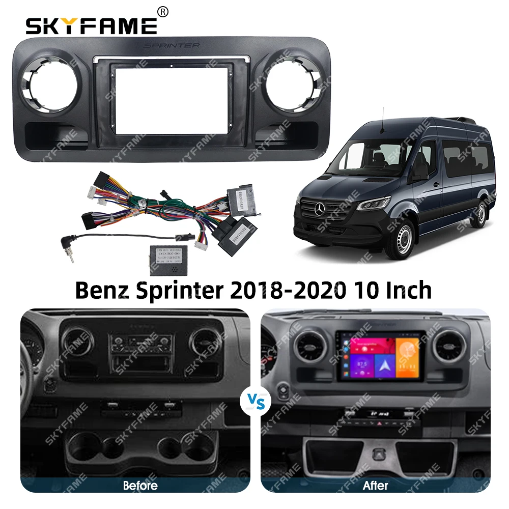 SKYFAME Car Frame Fascia Adapter Canbus Box Decoder Android Radio Dash Fitting Panel Kit For Benz Sprinter Spinway W907