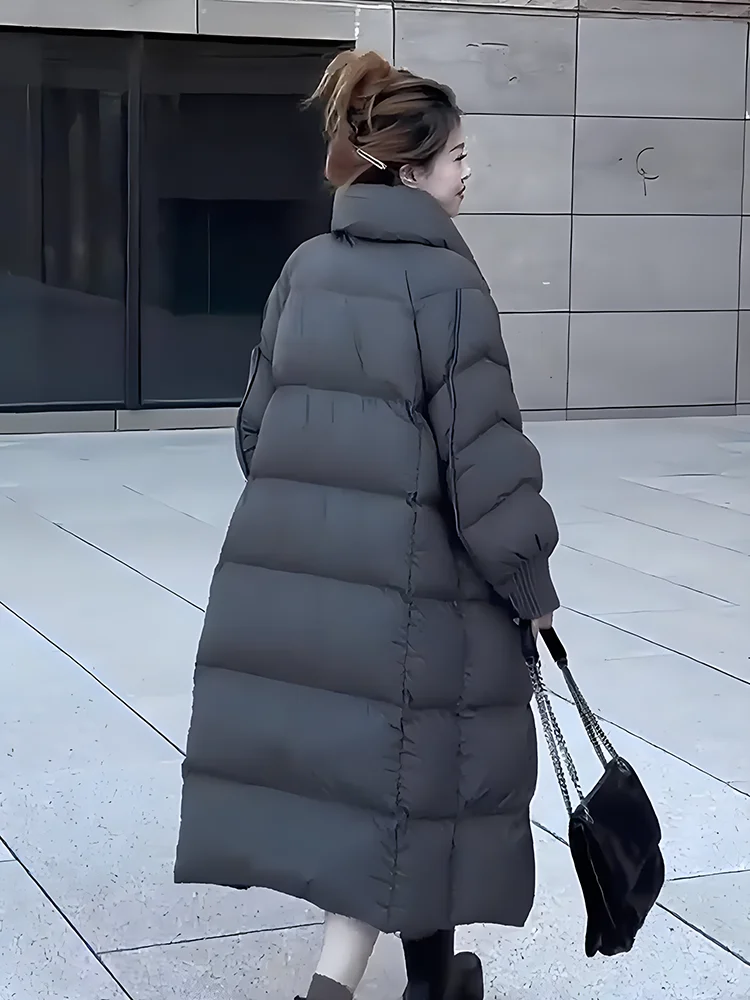 2024 invierno nuevo Faionable versátil Thiened Floing cuello grande blanco Du abajo Jaet mujer moda viaje Sle