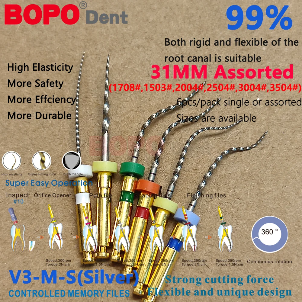 6 قطعة/صندوق الأسنان إندو SC قناة الجذر ملف دوار التنشيط الحراري ملفات NiTi محرك استخدام 31 مللي متر/25 مللي متر تفتق 04/06 إندو ملفات دوارة #6
