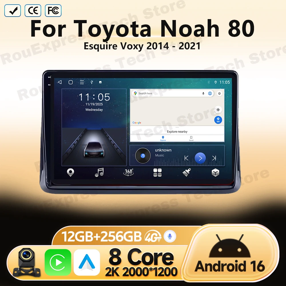10'' For Toyota Noah 80 Esquire Voxy 2014 - 2021 Android Car Radio Head Unit GPS Navigation Multimedia Video Player Stereo WIFI