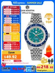 San Martin Original Design Fashion GMT 39.5mm Men Sports Watch Japan NH34 Automatic Mechanical Waterproof 100m SN0116 Reloj