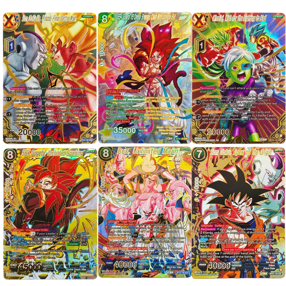 Proxy Dragon Ball Super Masters BT25 SS4 Gogeta, Unrivaled Sparking Buu, Unlimited Majin  Collection Game Anime Card