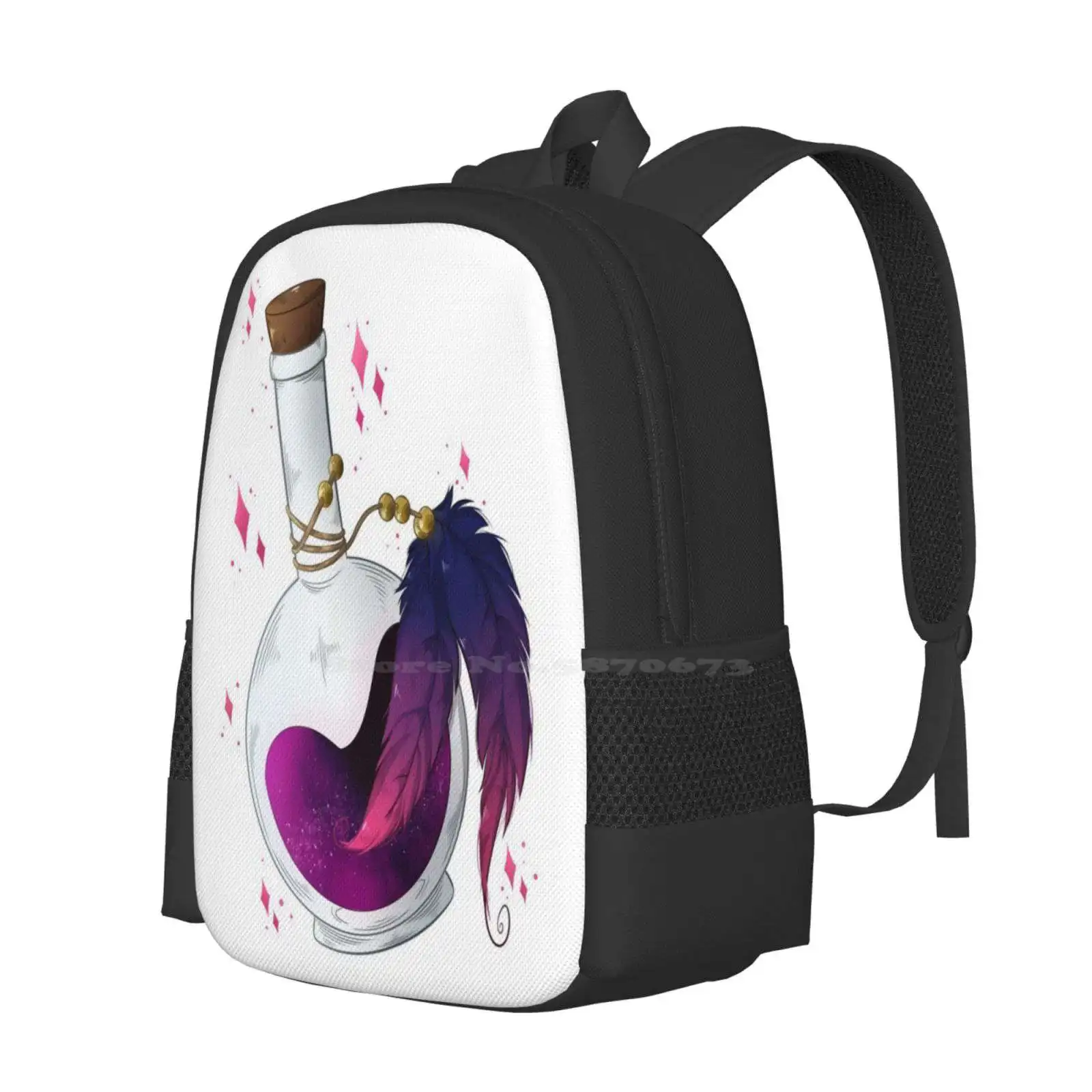 Potion Bottle | Pink Sunset Teen College Student Backpack Pattern Design Bags Voodoo Happy Halloween Spooky Scary Tonic Witch