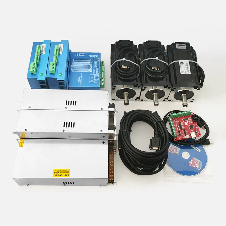 Kit de servocontrol simple de bucle cerrado de 4.5N.m, 8N.m, 12N.m, motor paso a paso CNC de 3 ejes Nema 34 con encoder y controlador