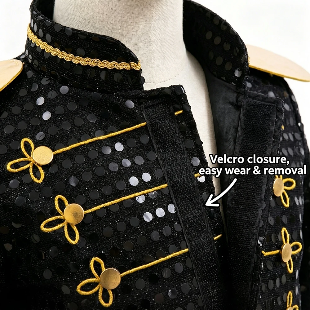 Kids Black Sequin MJ Jacket Gloves Michael Jackson Cosplay Costume Coat Hallowe… - Image 6