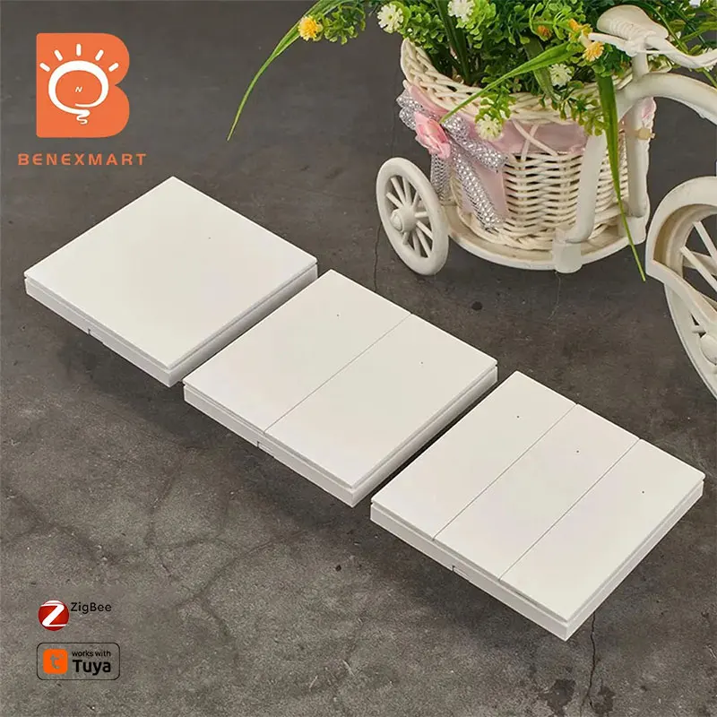 

Умный выключатель света Zigbee, кнопка с нейтралью 1, 2, 3 группы, белый, черный, настенный прерыватель, работает с Tuya Alexa Google Home