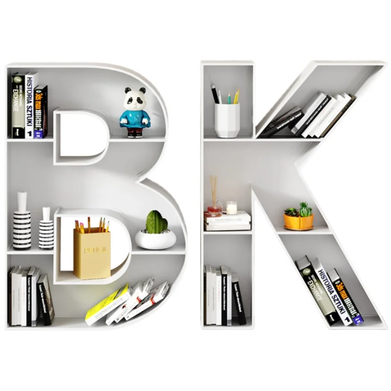 

Letter bookshelf Floor-to-ceiling office creative art wrought iron wall shelf