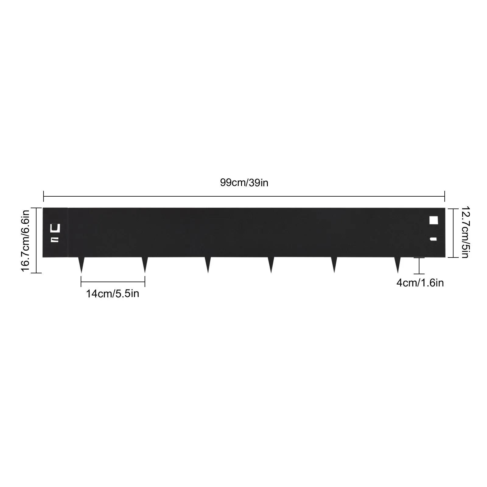 5-Pack 39" Steel Lawn Edging - 5" High Black Landscape Border | Flexible & Heavy Duty, No Dig Needed