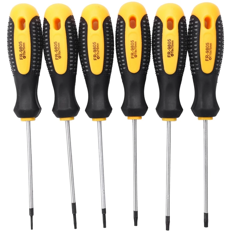 1Set Cr-V Torx Screwdriver Set With Hole Magnetic T5-T10 Screw Driver Set Kit For Telephone Repair Hand Tool Set