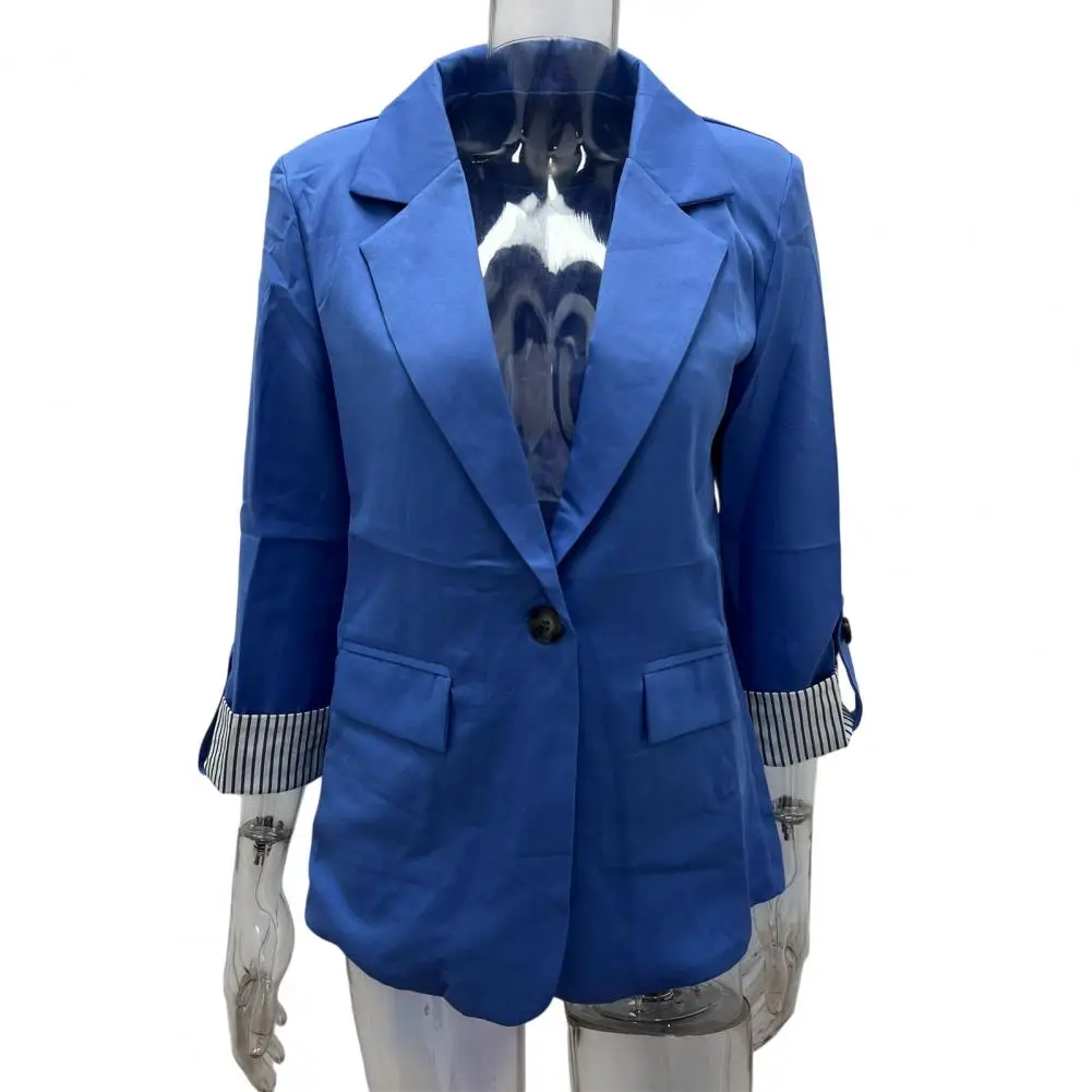 Lightweight Suit Jacket Open Front Business Jacket Women Lapel Collar Blazer 3/4 Sleeve Business Suit Jacket Office Work Short