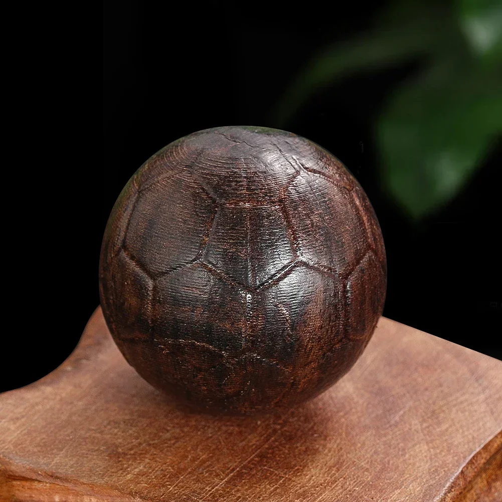 42MM Ebony Wooden Soccer Ball Shape Hand Grip Fitness Ball Solid Handle Stress Relief Home Decoration Crafts Accessories