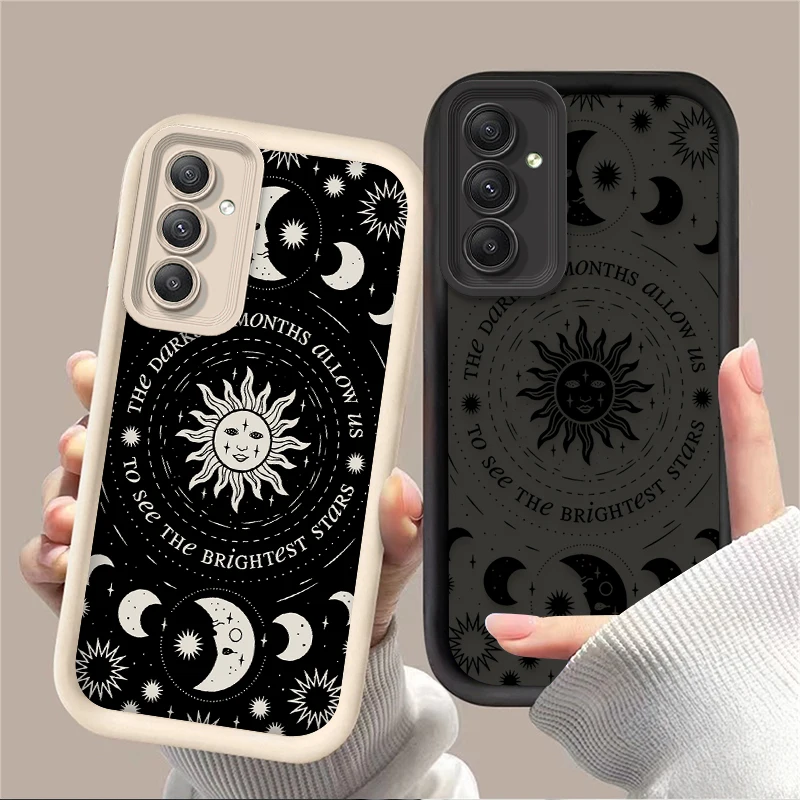 Retro Moon Sun God Case for Samsung Galaxy A35 A55 A15 A25 A16 A06 A05 A05S A24 A13 A23 A12 A22 A32 A52 A71 A51 4G Silicone Etui