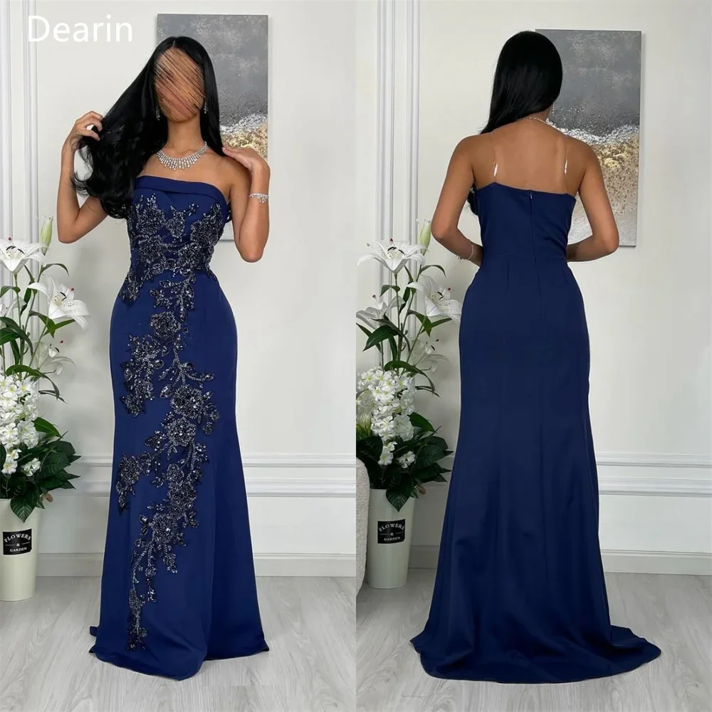 

Customized Formal Gown Evening Prom Dress Dearin Spaghetti Strap A-line Floor Length Skirts Sequin Sleeveless Applique Bespoke O