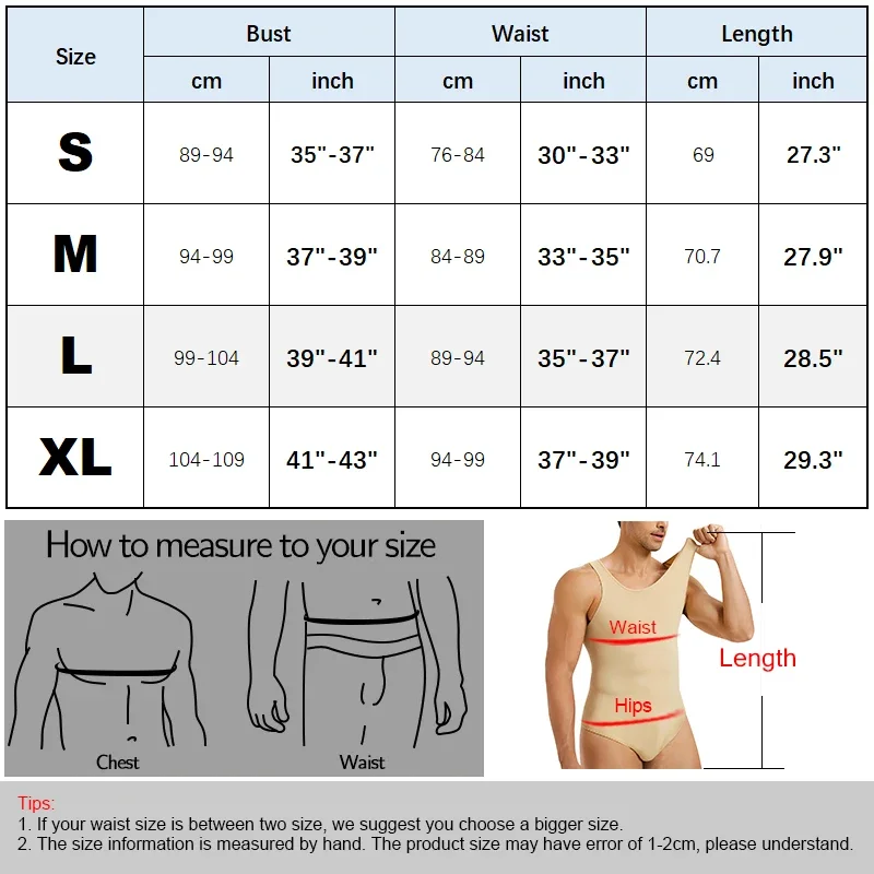 SLIMBELLE Mens Shapewear Bodysuits Tummy Control Full Body Shaper Compression Slimming Sleeveless Open Crotch Undershirt