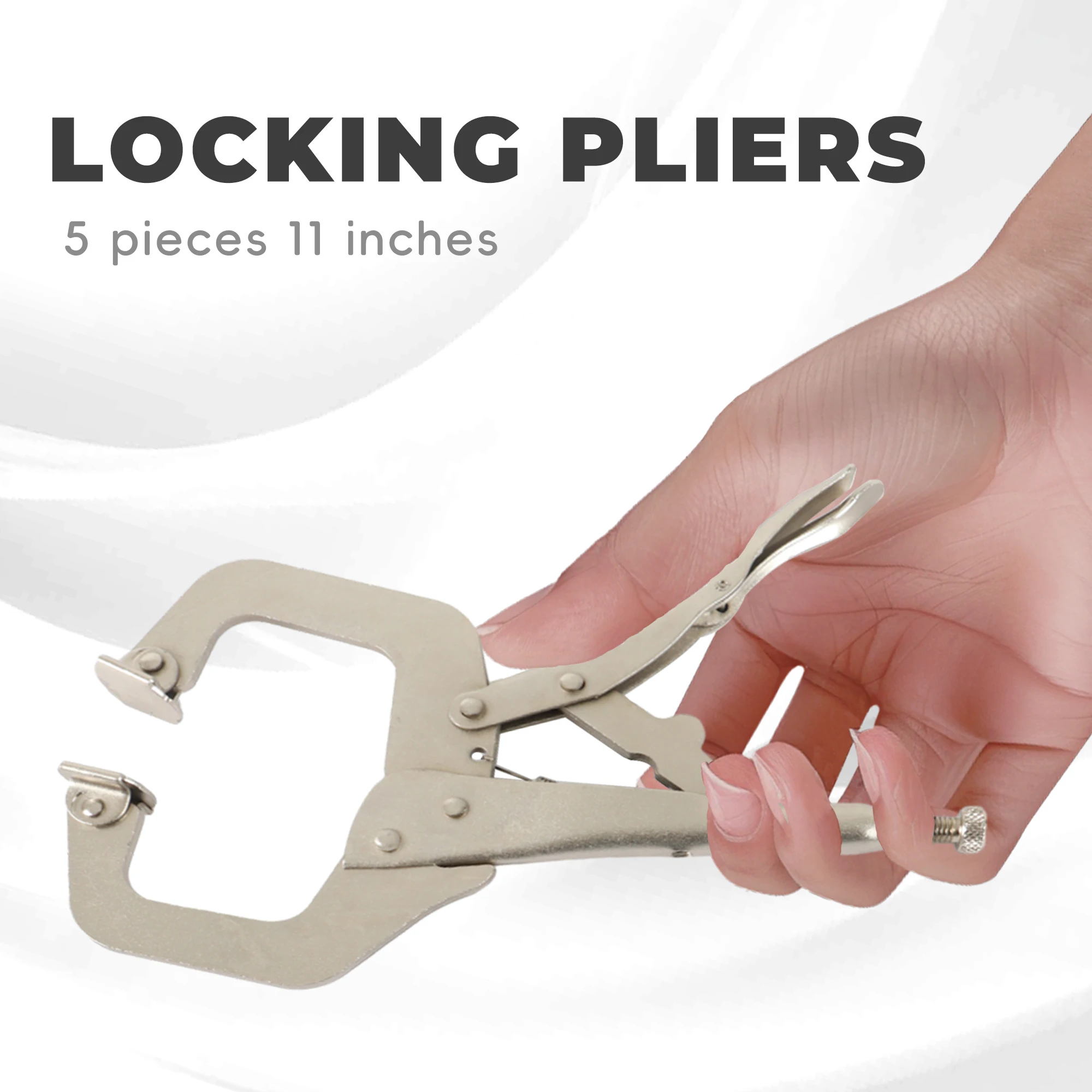 11 Inch Locking C-Clamp 5Pack Locking Pliers Adjustable Welding Clamps Vise W/Regular Tip and Swivel Pad for Shop Home Farm and Automotive