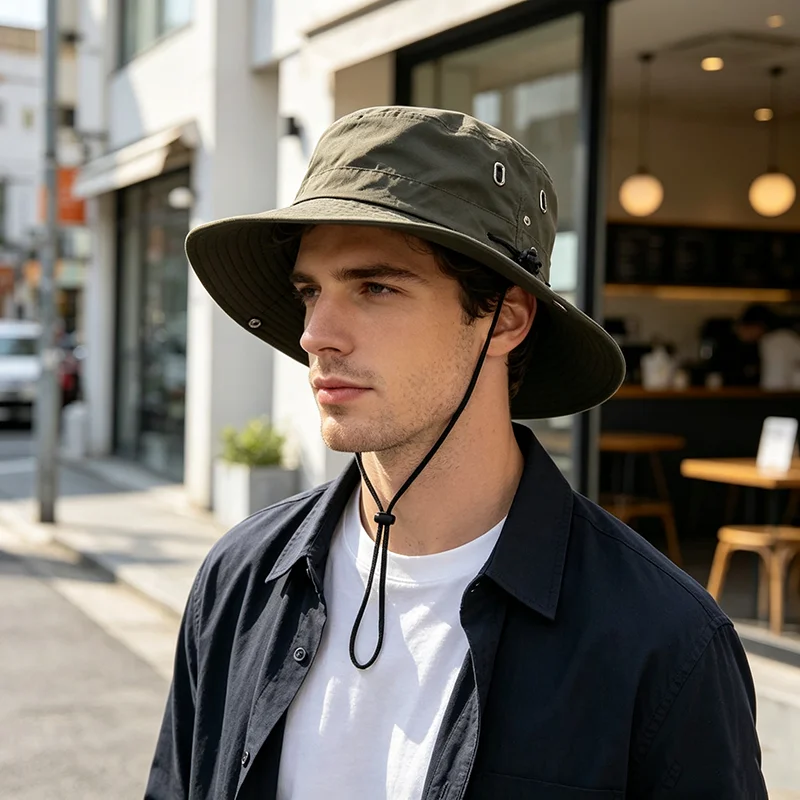 Summer Custom Bucket Hat for Men Fisherman Cap Fishing Outdoor Big Brim Sunscreen Riding Hiking Suncreen Sunhat Women Hat
