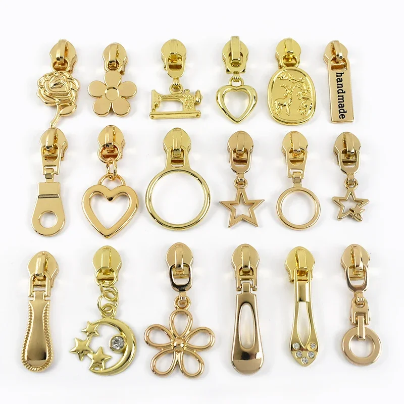 Meetee 5-20P حقيبة سحاب مجتذب 5 # سحابات ذهبية لخياطة شريط النايلون الرمز البريدي Cierre Ziper استبدال الإغلاق السحابات المؤشر #1