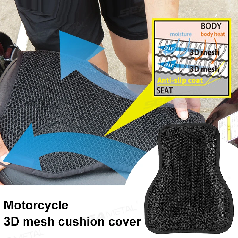 SEAMETAL Motorcycle Seat Cushion Cover Fine Stitching Mesh Motorcycles 3D Mesh Cushion Covers Breathable Seat Pads Accessories