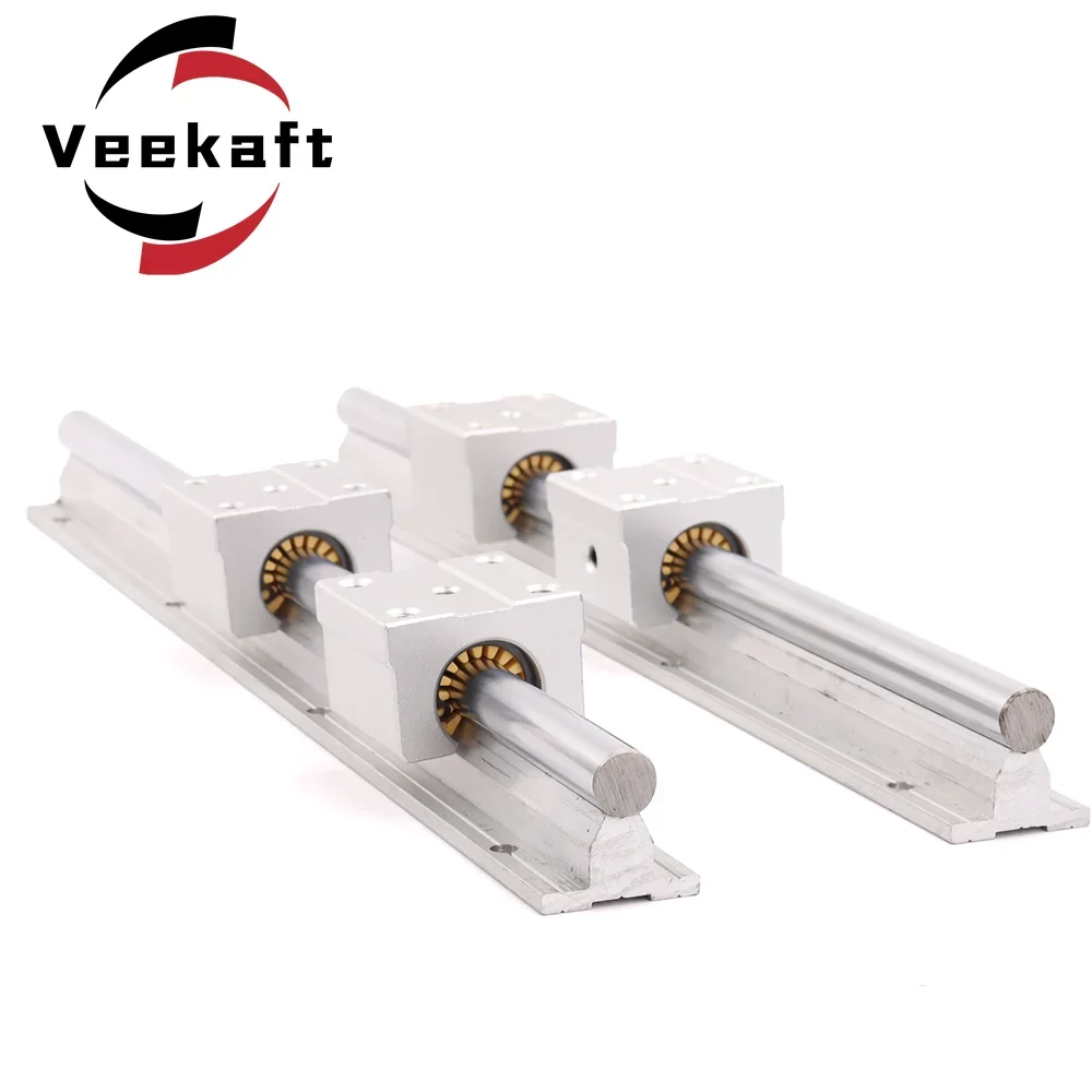 Veekaft 4PC SBR30QS Linear Block With 2PC SBR30 Linear Guide 30mm Length 300mm to 1500mm Linear Rail For CNC Parts